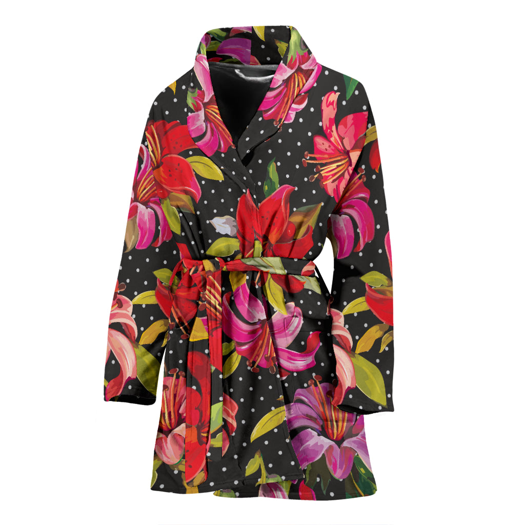 Lily Pattern Print Design LY012 Women Bathrobe