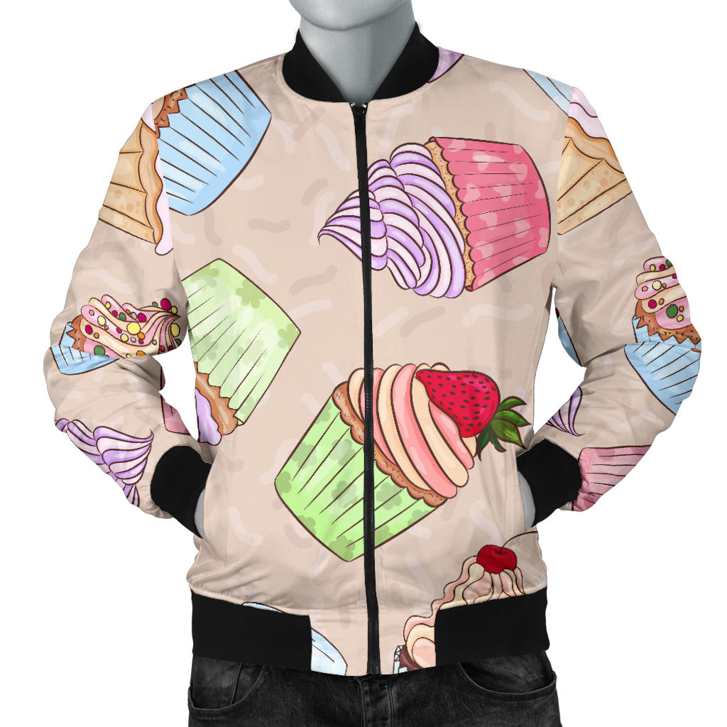 Cupcake Pattern Print Design CP06 Men Bomber Jacket