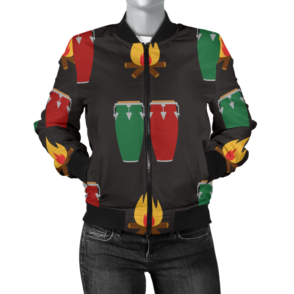 Conga Pattern Print Design 01 Women's Bomber Jacket