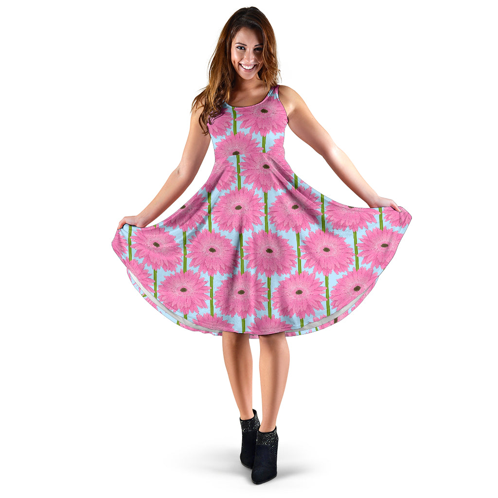 Gerberas Pattern Print Design GB01 Midi Dress