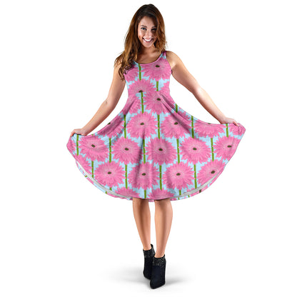 Gerberas Pattern Print Design GB01 Midi Dress