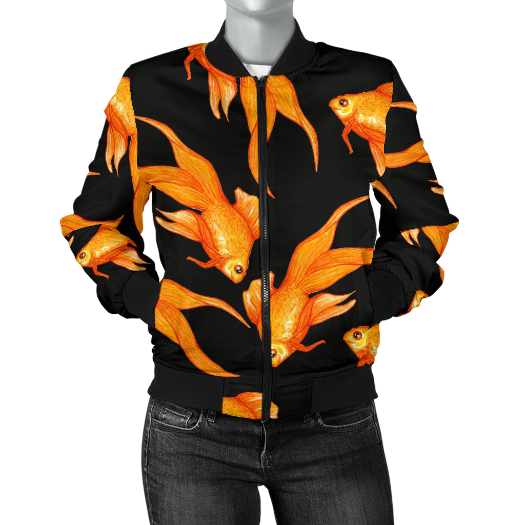 Goldfish Pattern Print Design 03 Women's Bomber Jacket