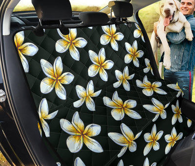 White Plumeria Pattern Print Design PM022 Rear Dog  Seat Cover