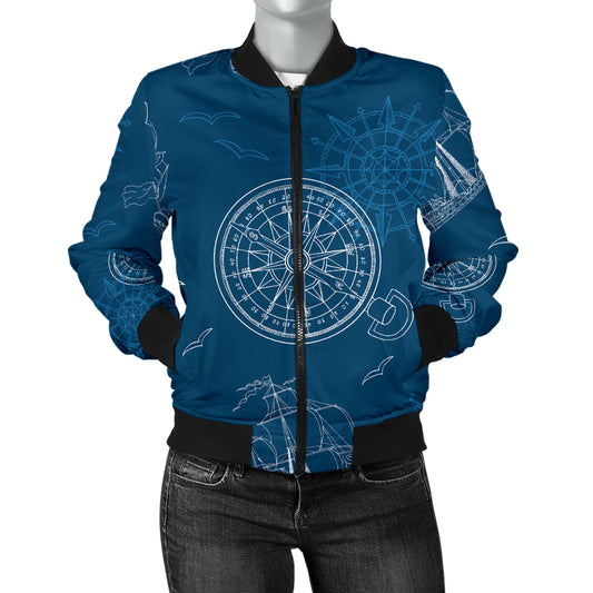 Nautical Pattern Print Design A04 Women's Bomber Jacket