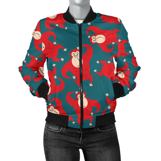Chimpanzee Pattern Print Design 04 Women's Bomber Jacket