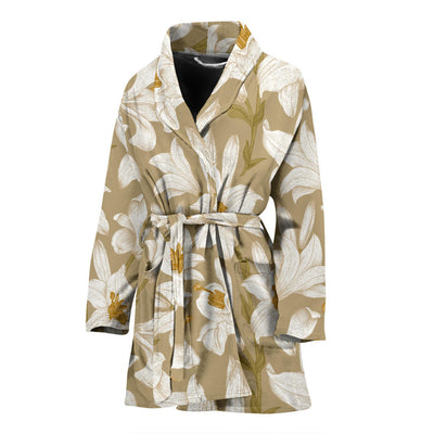 Lily Pattern Print Design LY07 Women Bathrobe