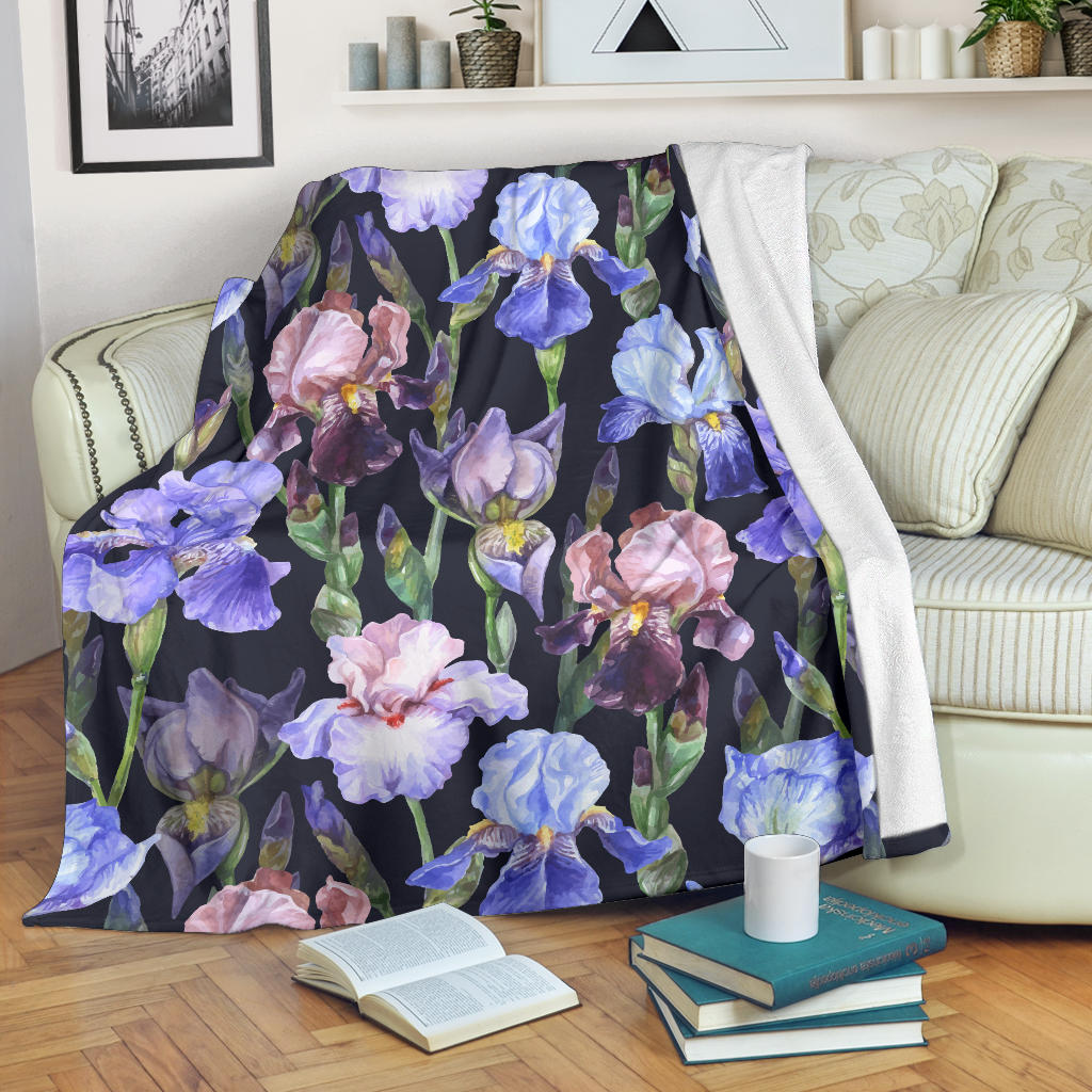 Iris Pattern Print Design IR04 Fleece Blanket