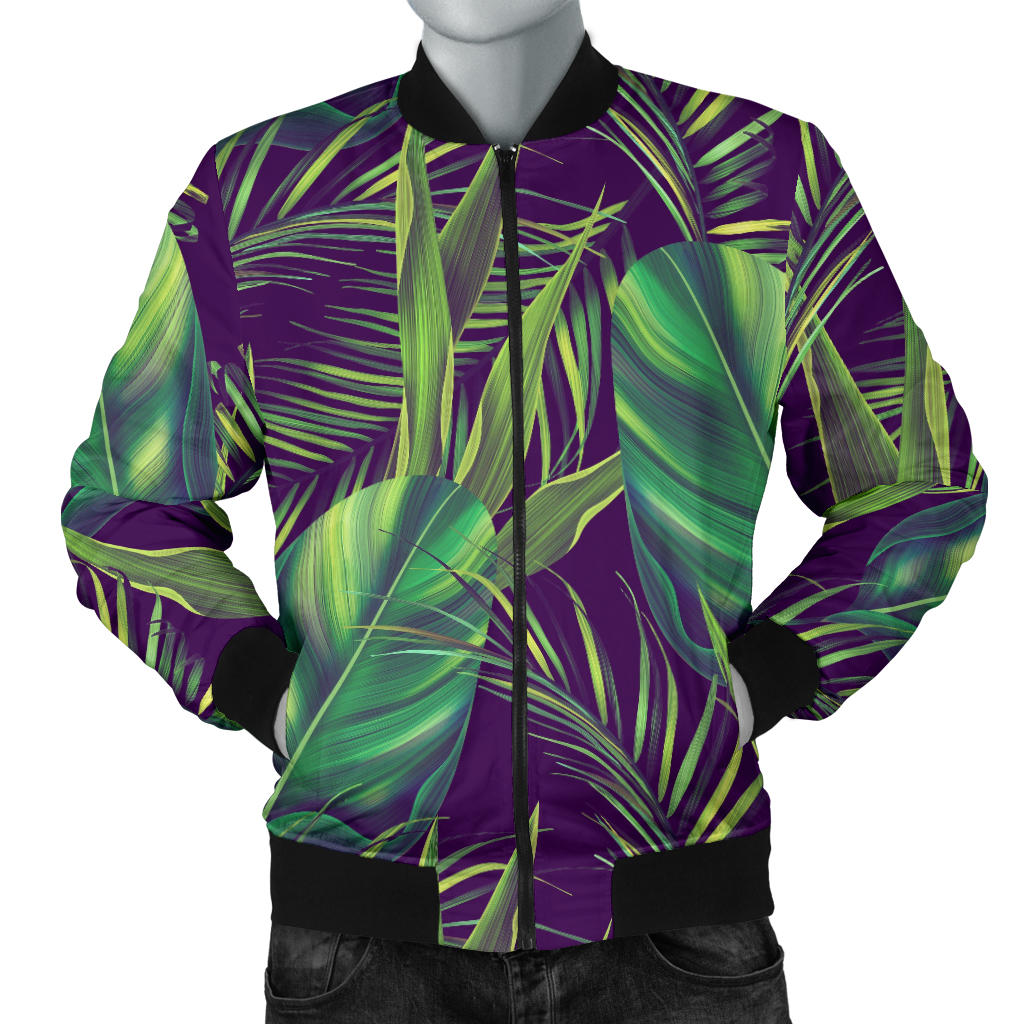 Palm Leaves Pattern Print Design PL03 Men Bomber Jacket