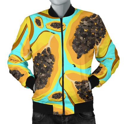 Papaya Pattern Print Design PP03 Men Bomber Jacket