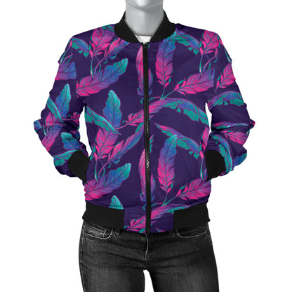 Banana Leaf Pattern Print Design 08 Women's Bomber Jacket