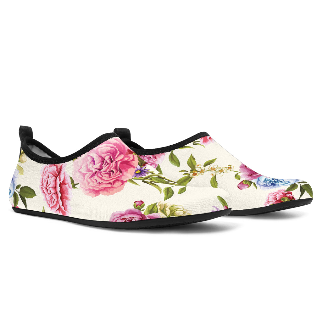 Carnations Pattern Print Design CN02 Aqua Water Shoes