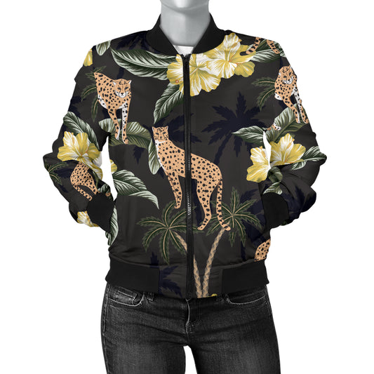 Cheetah Pattern Print Design 04 Women's Bomber Jacket