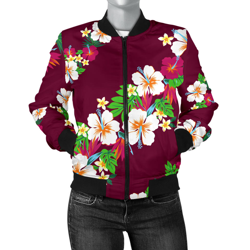 Hawaiian Themed Pattern Print Design H06 Women Bomber Jacket
