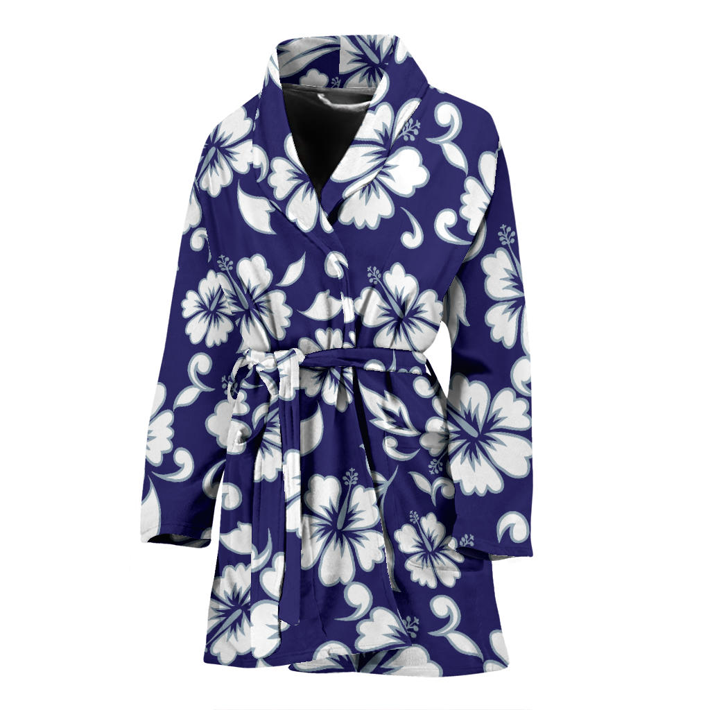 Hibiscus Pattern Print Design HB010 Women Bathrobe