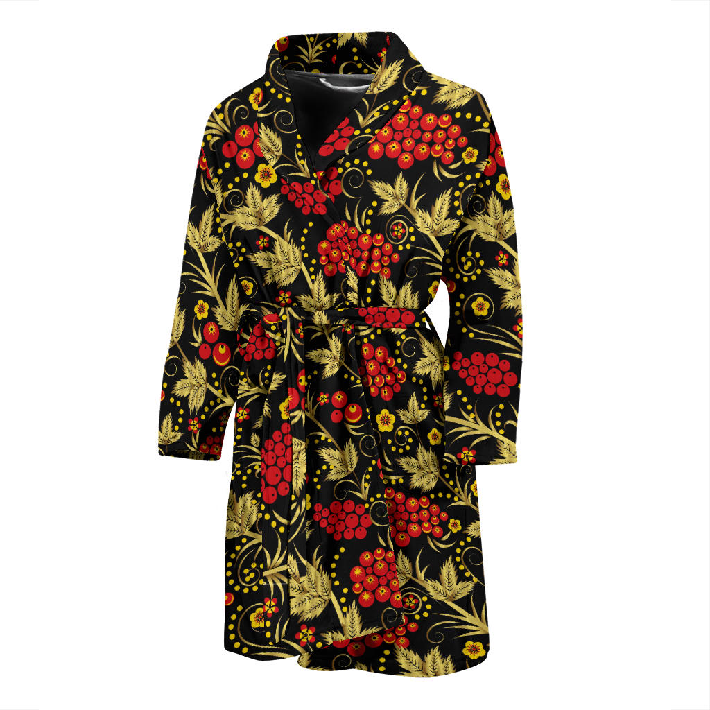 Cranberry Pattern Print Design CB02 Men Bathrobe