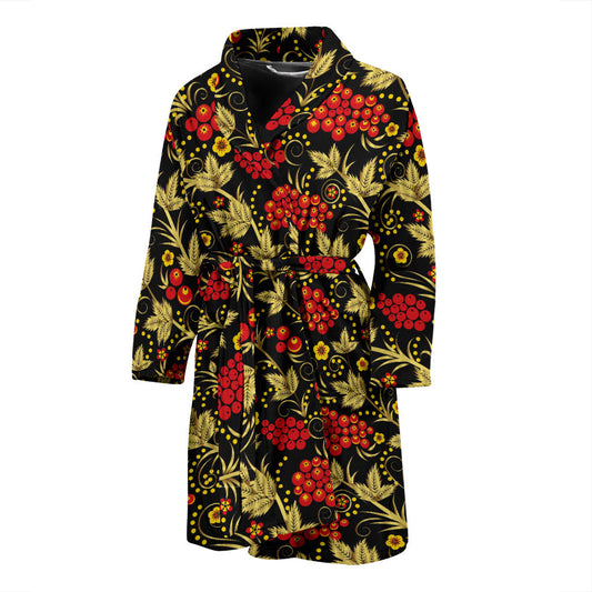 Cranberry Pattern Print Design CB02 Men Bathrobe