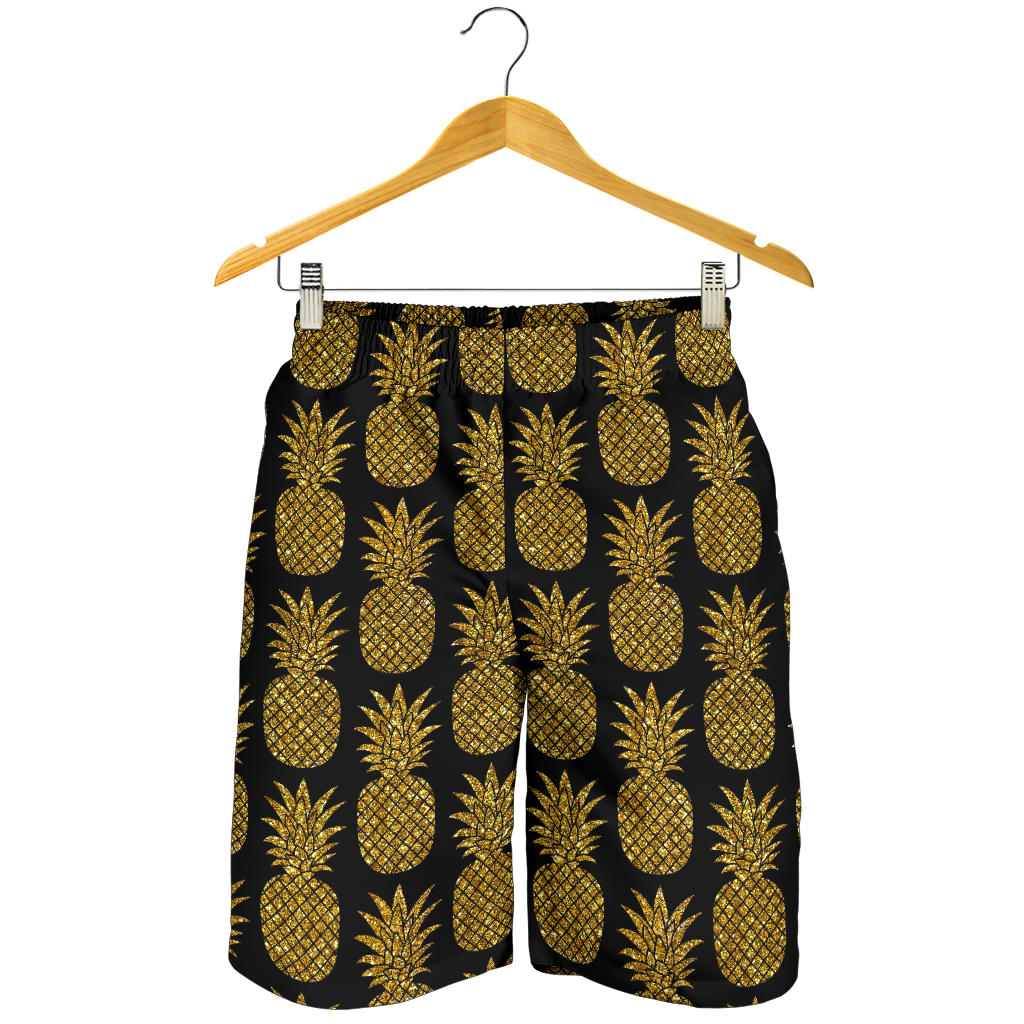 Gold Pineapple Pattern Print Design PP011 Mens Shorts