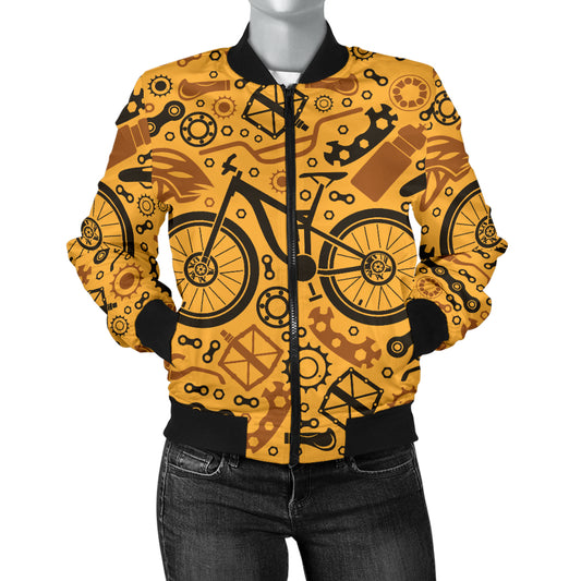 Mountain bike Pattern Print Design 03 Women's Bomber Jacket