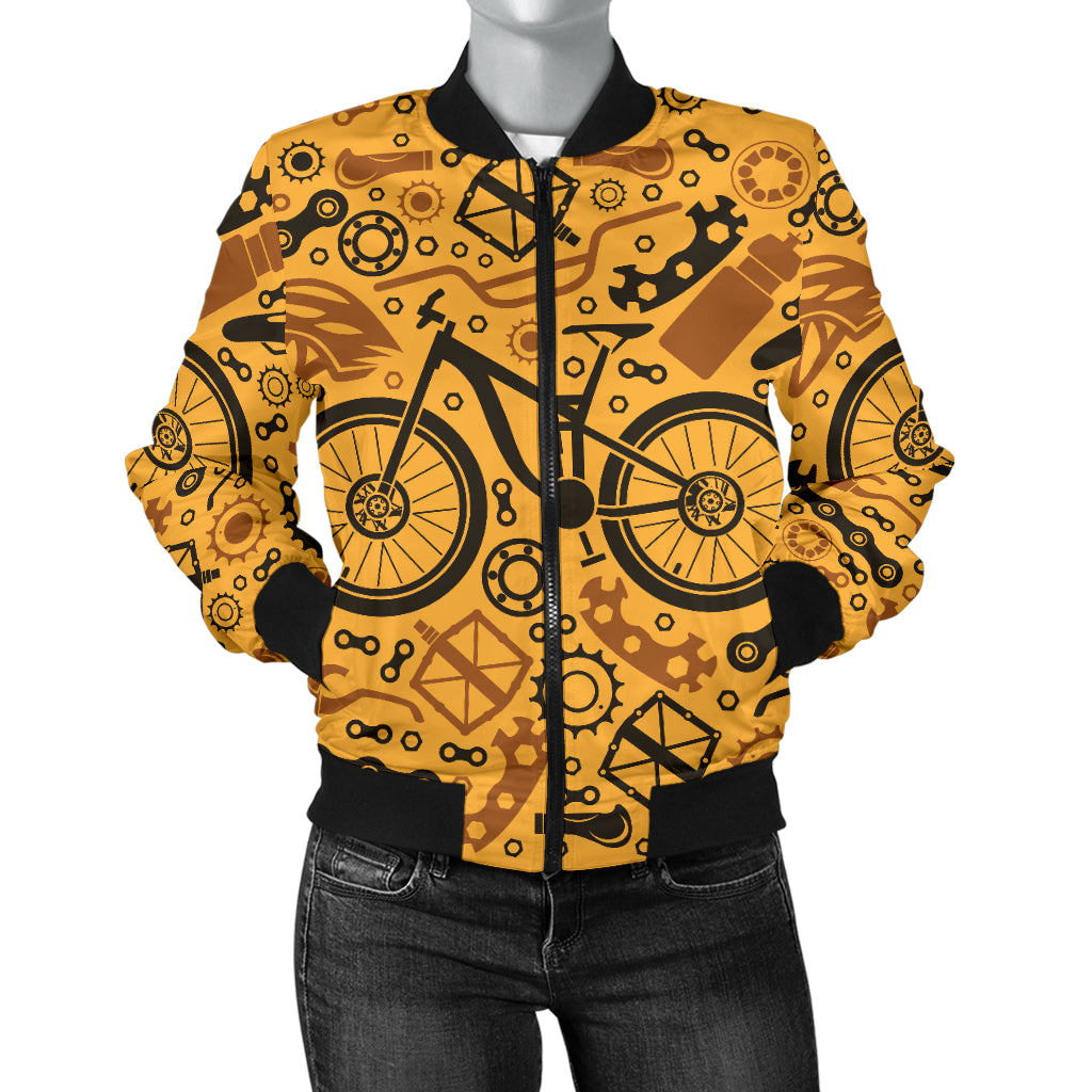 Mountain bike Pattern Print Design 03 Women's Bomber Jacket