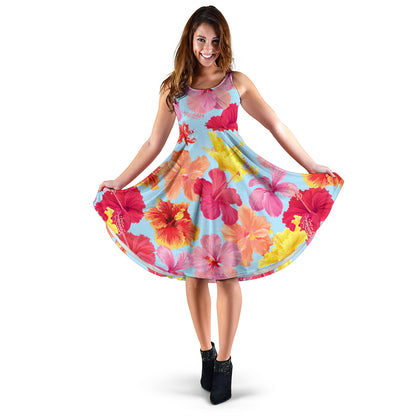 Hibiscus Pattern Print Design HB020 Midi Dress