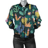 Cactus Pattern Print Design 05 Women's Bomber Jacket