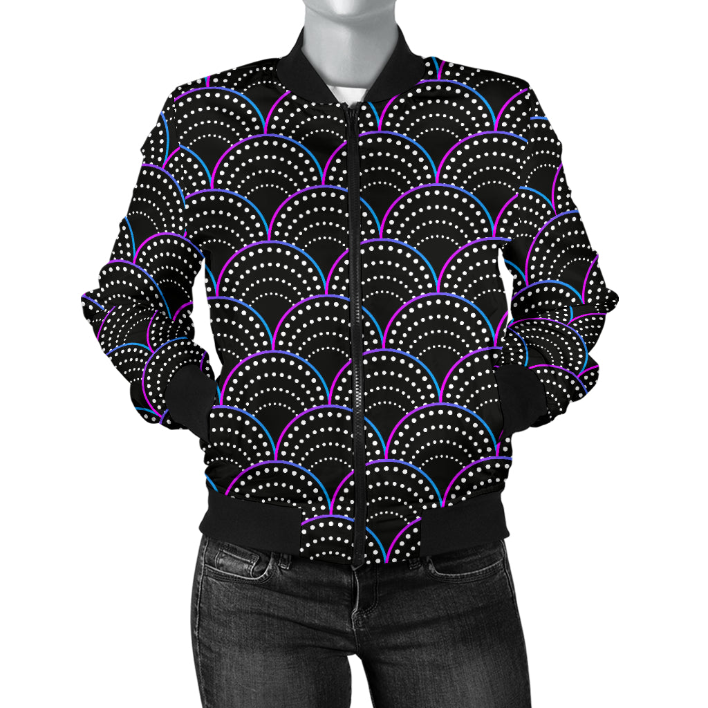 Mermaid Pattern Print Design 09 Women's Bomber Jacket