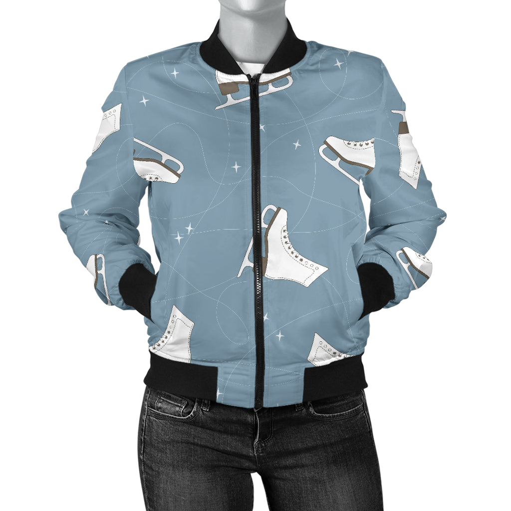 Ice Skate Pattern Print Design 02 Women's Bomber Jacket