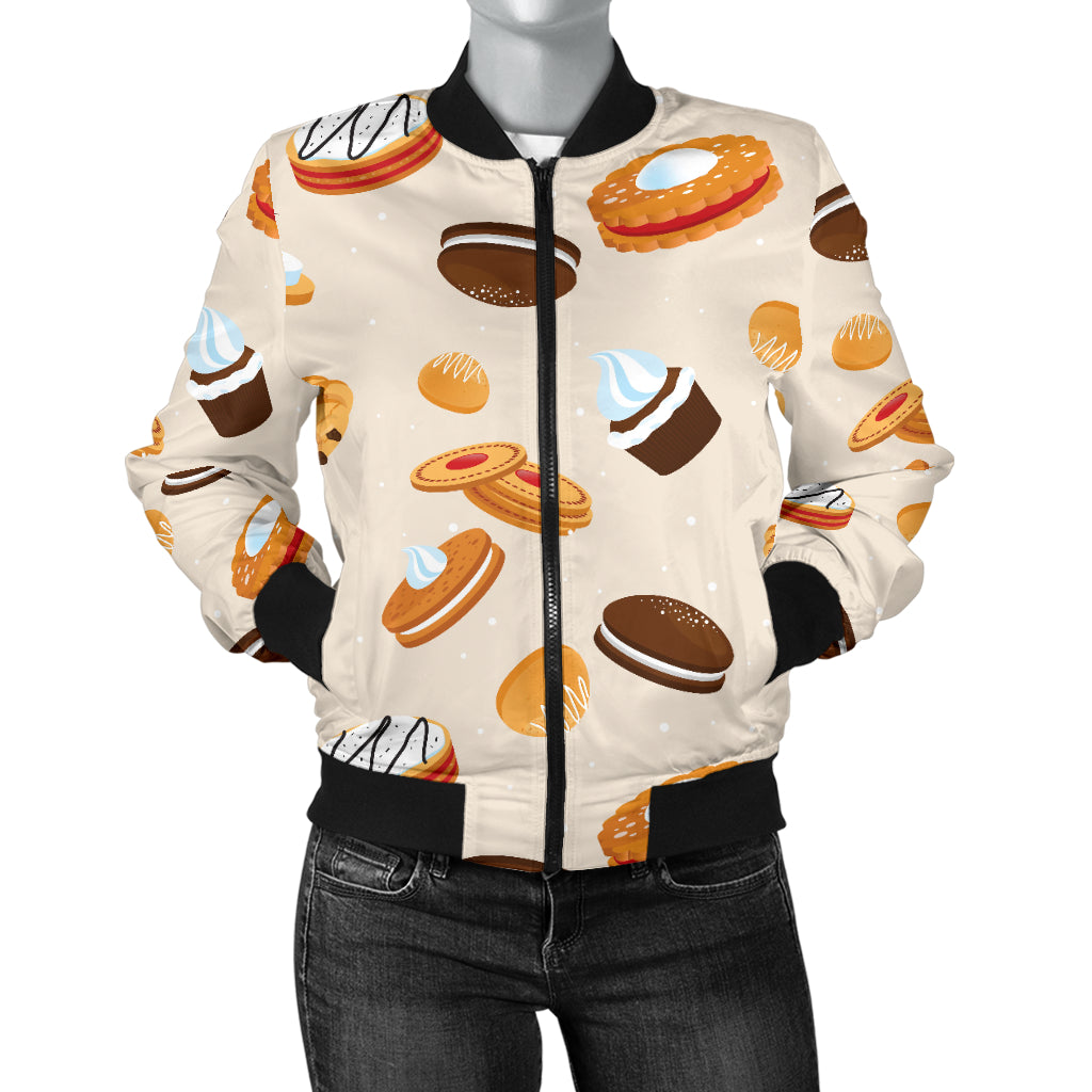 Biscuit Pattern Print Design 01 Women's Bomber Jacket