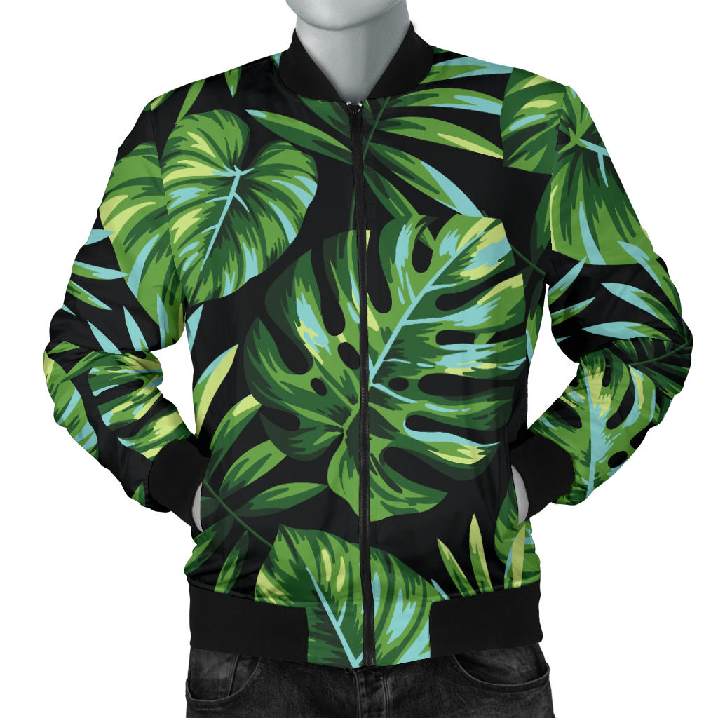 Palm Leaves Pattern Print Design PL013 Men Bomber Jacket