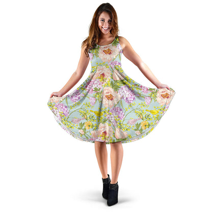 Hydrangea Pattern Print Design HD02 Midi Dress