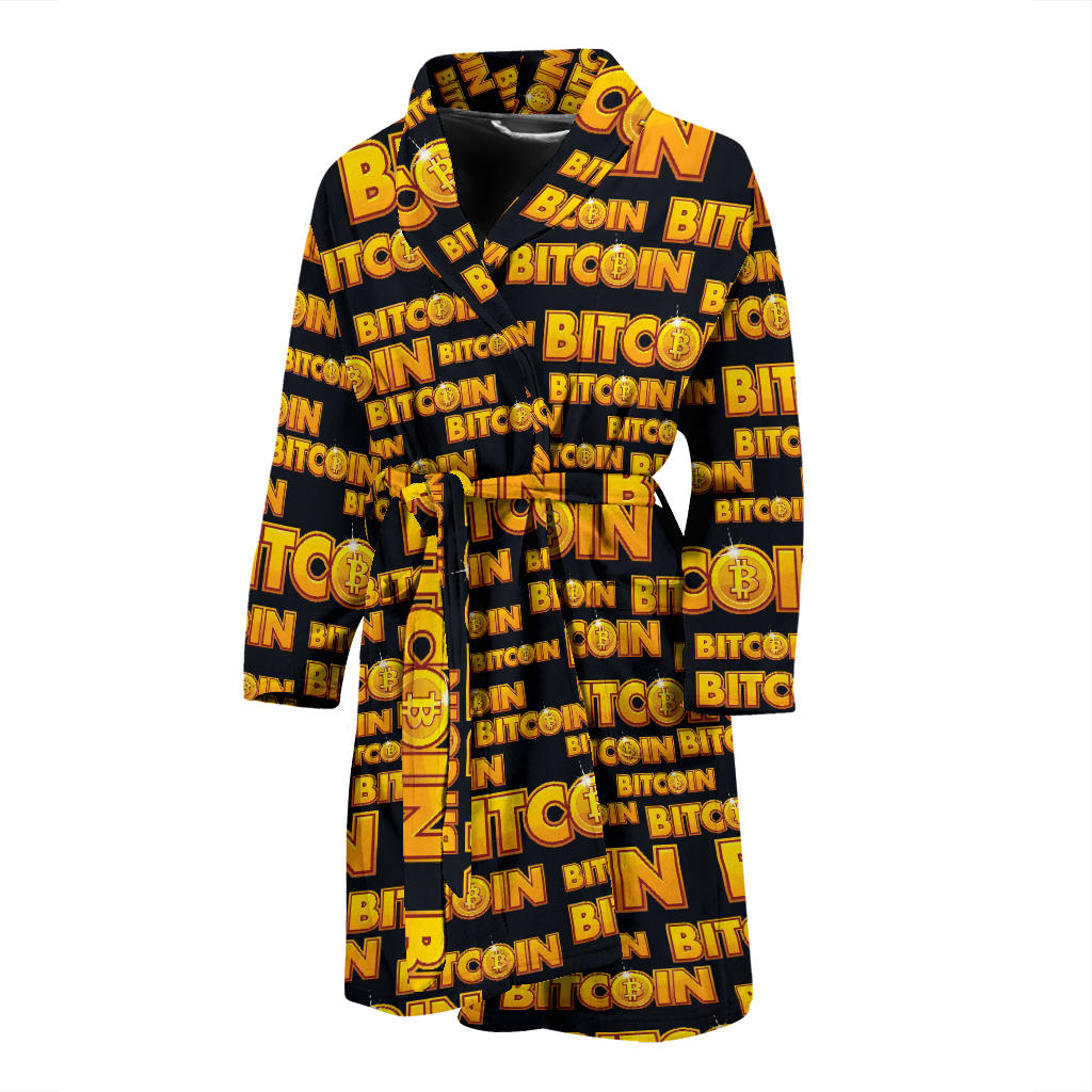 Bitcoin Pattern Print Design DO03 Men Bathrobe