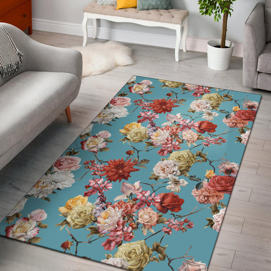 Summer Floral Pattern Print Design SF05 Area Rugs