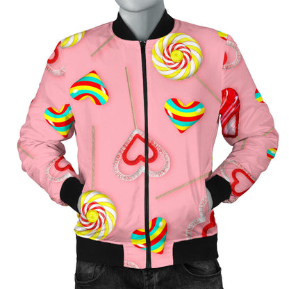 Lollipop Pattern Print Design LL05 Men Bomber Jacket