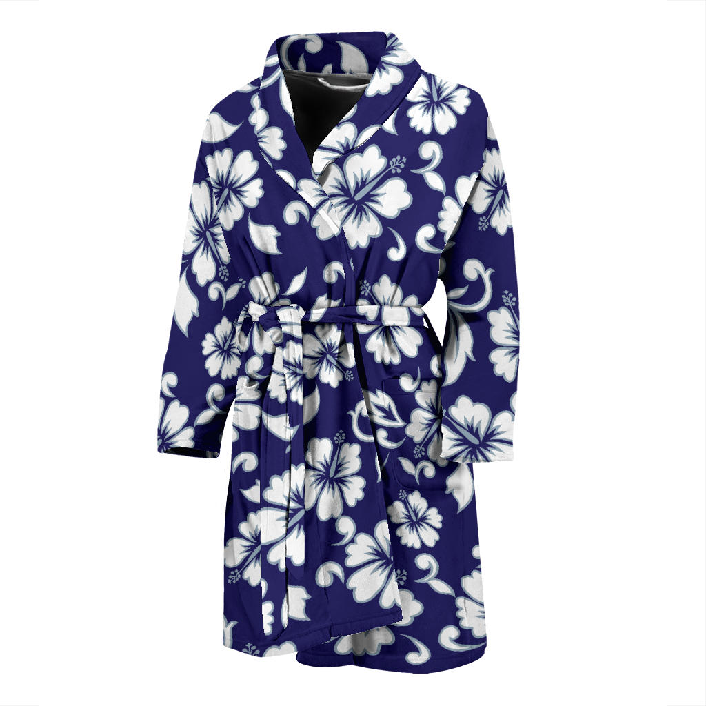 Hibiscus Pattern Print Design HB010 Men Bathrobe