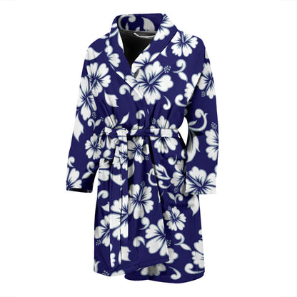 Hibiscus Pattern Print Design HB010 Men Bathrobe