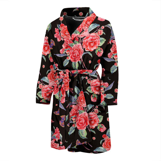 Camellia Pattern Print Design CM03 Men Bathrobe