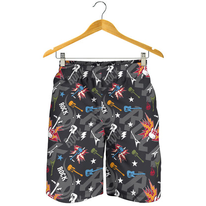 Rock and Roll Pattern Print Design A01 Mens Shorts