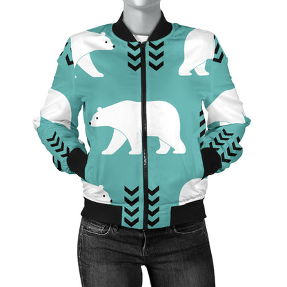 Polar Bear Pattern Print Design A05 Women's Bomber Jacket