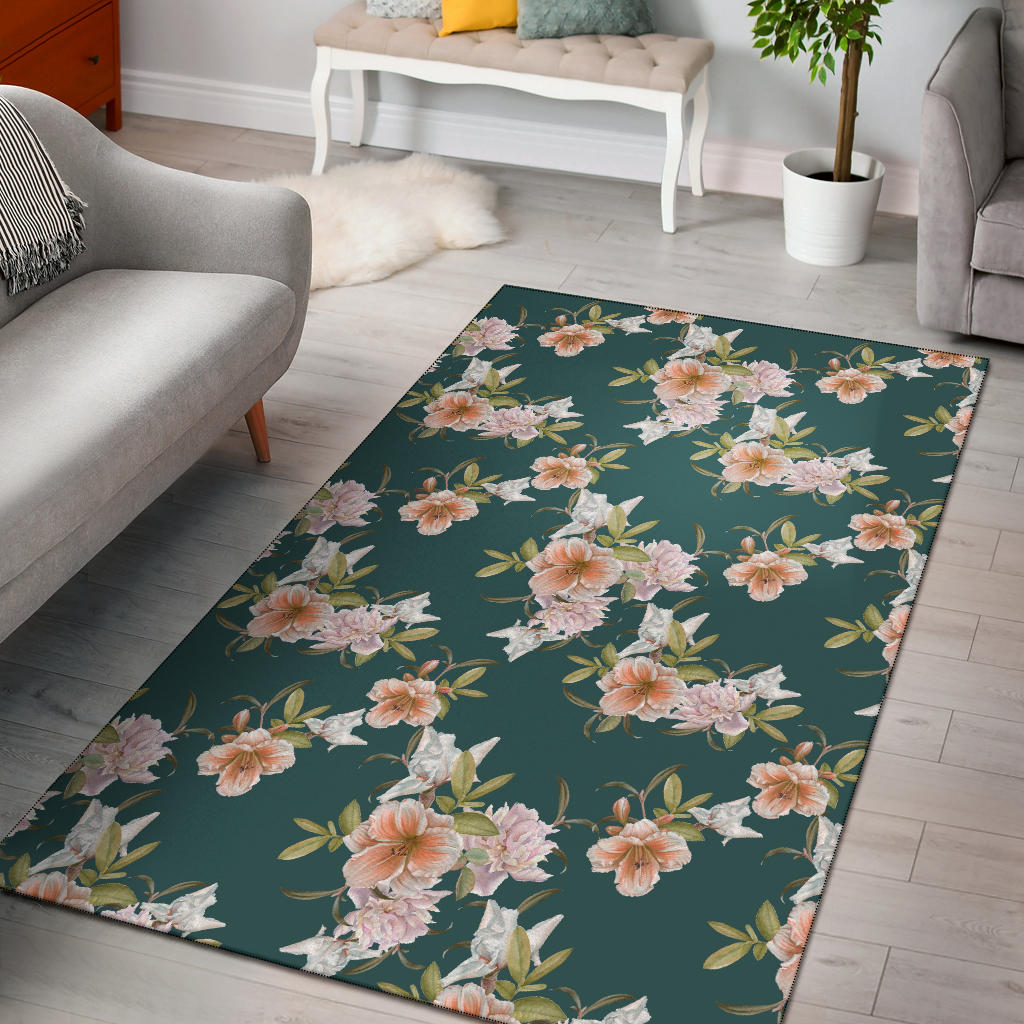 Iris Pattern Print Design IR01 Area Rugs