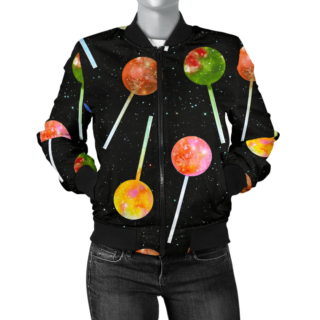 Lollipop Pattern Print Design LL04 Women Bomber Jacket