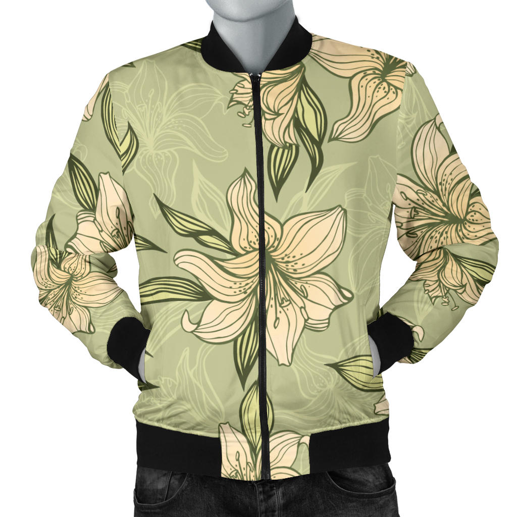 Lily Pattern Print Design LY06 Men Bomber Jacket