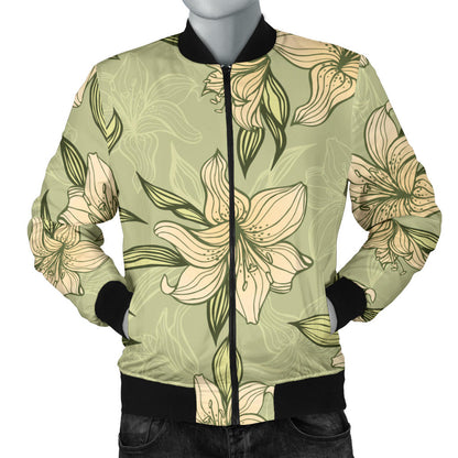 Lily Pattern Print Design LY06 Men Bomber Jacket