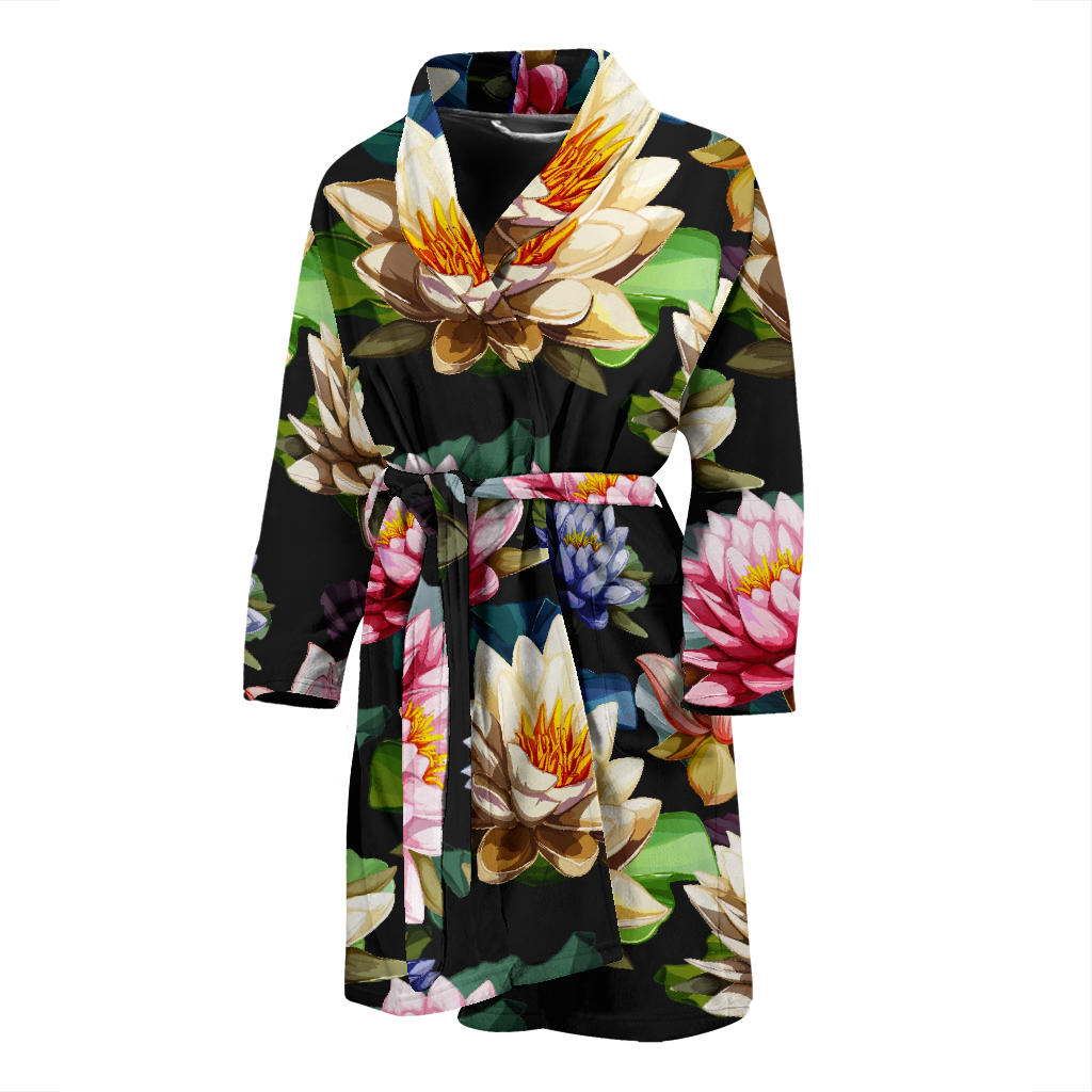 Water Lily Pattern Print Design WL02 Men Bathrobe