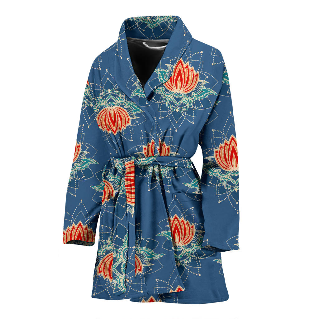 lotus Boho Pattern Print Design LO07 Women Bathrobe