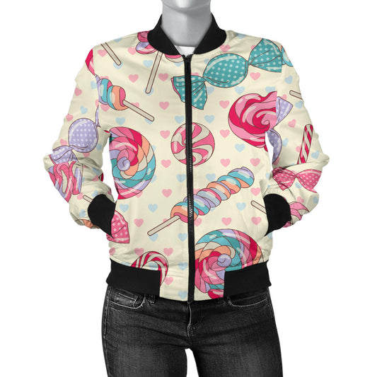 Candy Pattern Print Design CA04 Women Bomber Jacket