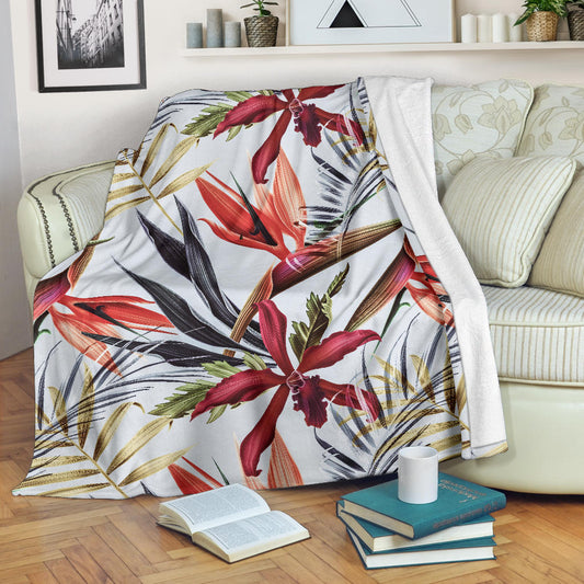 Tropical Flower Pattern Print Design TF021 Fleece Blanket