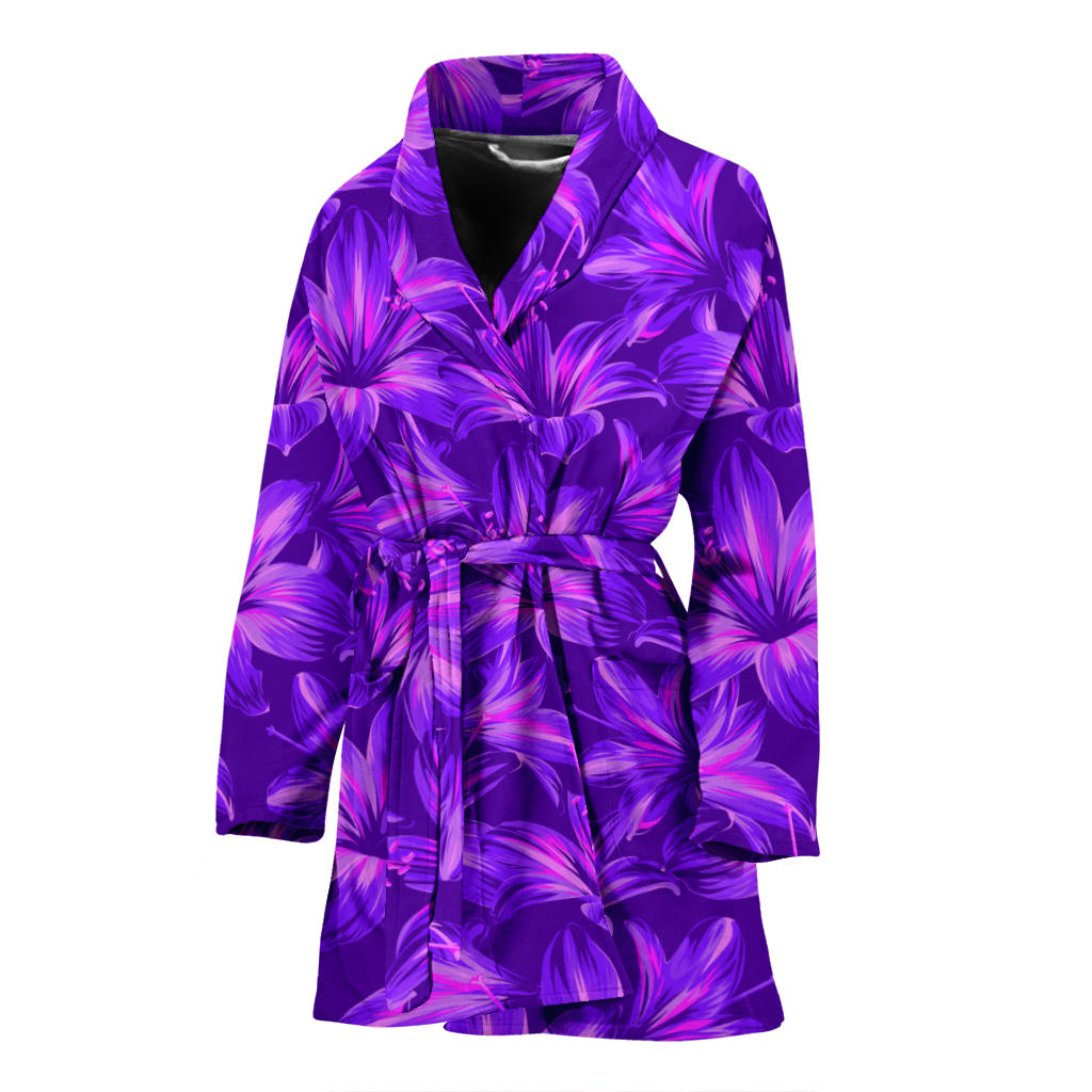 Amaryllis Pattern Print Design AL03 Women Bathrobe