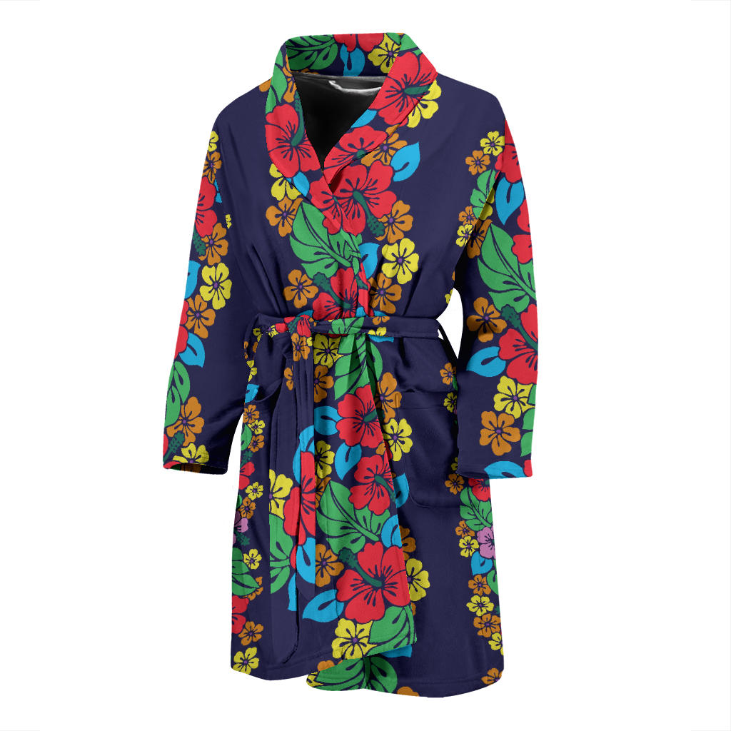 Hawaiian Themed Pattern Print Design H03 Men Bathrobe