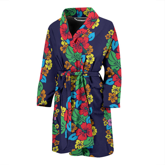 Hawaiian Themed Pattern Print Design H03 Men Bathrobe