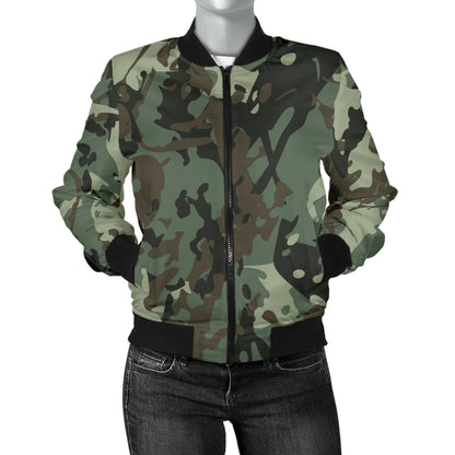 Camouflage Pattern Print Design 06 Women's Bomber Jacket